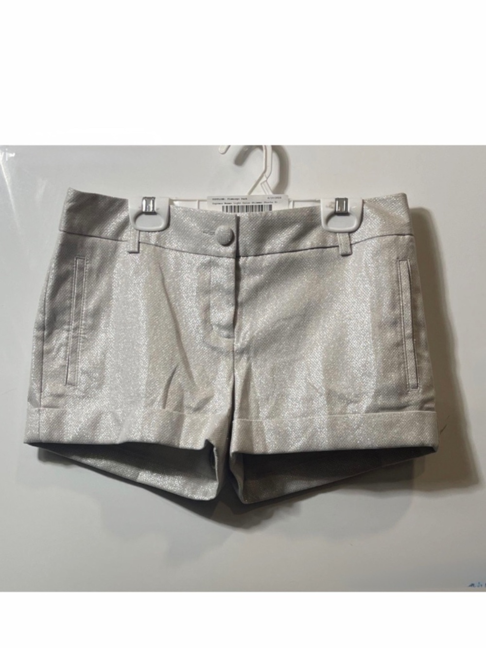 Express Silver Shimmer Chino Shorts, NWOT